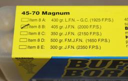 New Box of 20 Cartridges Buffalo Bore 45-70 Magnum Ammunition