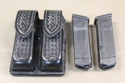 Two Glock 40 S&W Magazines in Leather Pouch