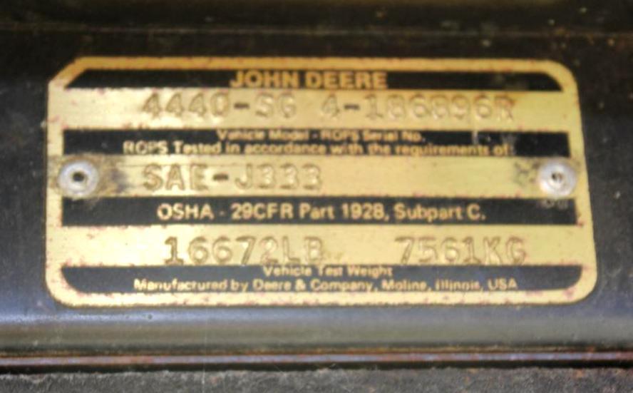 John Deere Tractor No 4440P 021170R