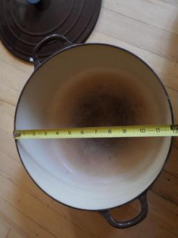 Brown Le Creuset Cast Iron Pan with Lid