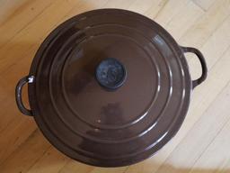 Brown Le Creuset Cast Iron Pan with Lid