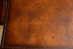 Large Brown Trunk with Blankets and Partial Sheepskin