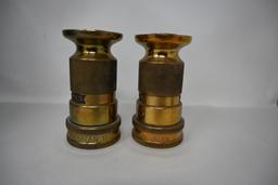 Two Powhatan U Brass Fire Nozzles
