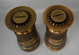 Two Powhatan U Brass Fire Nozzles