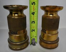 Two Powhatan U Brass Fire Nozzles