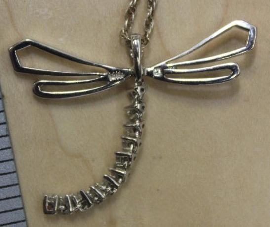 14K White Gold Dragonfly Pendant with Chain