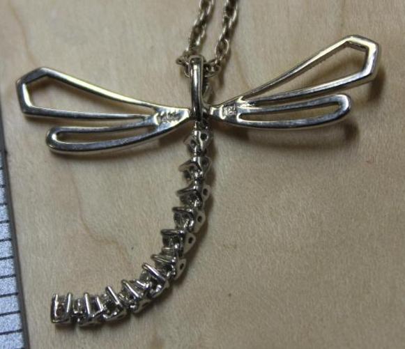 14K White Gold Dragonfly Pendant with Chain
