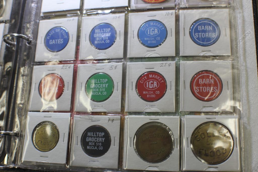 Binder Filled with Collectible Colorado Trade Tokens and Guide Book