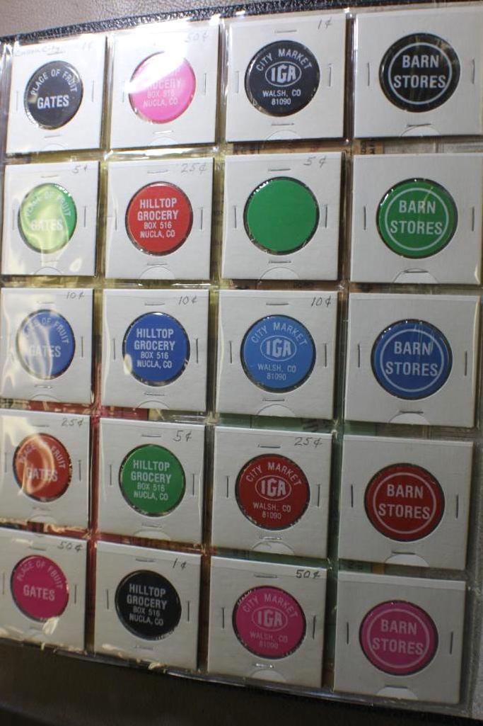 Binder Filled with Collectible Colorado Trade Tokens and Guide Book
