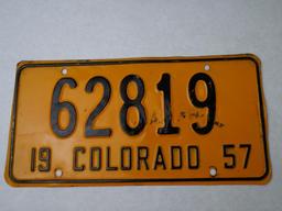 1957 Colorado License Plate Pair #62819!