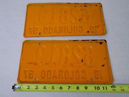 1957 Colorado License Plate Pair #62819!