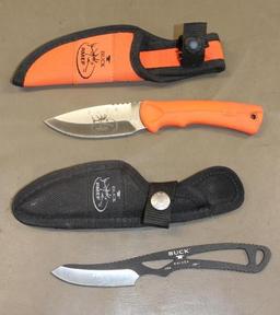 Pair of Buck RMEF Fixed Blade Knives in Sheaths