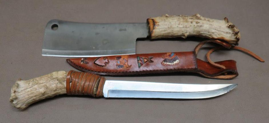 Two Custom Stag Handled Knives