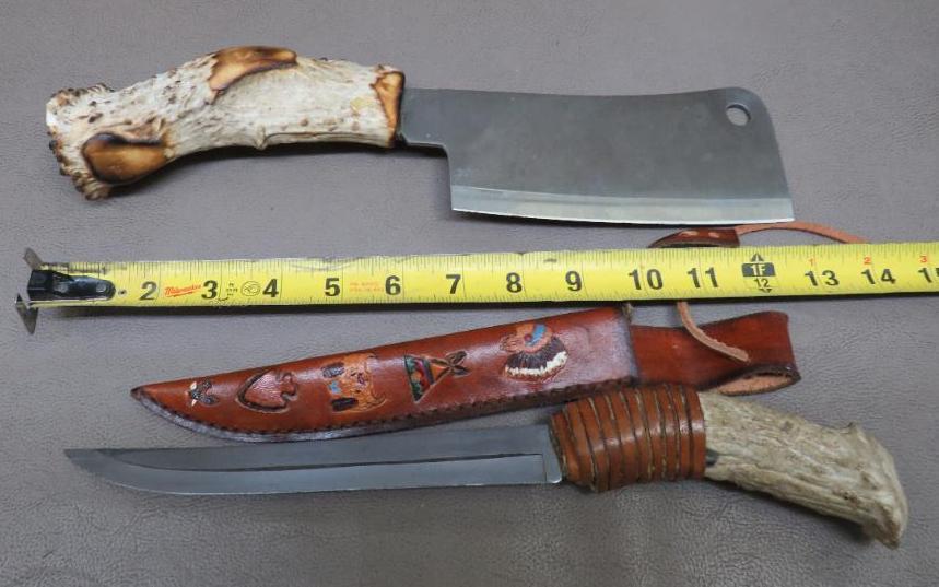 Two Custom Stag Handled Knives
