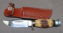 Imperial 21 M Sheffield England Stag Handled Drop Point Hunting Knife