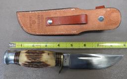 Imperial 21 M Sheffield England Stag Handled Drop Point Hunting Knife