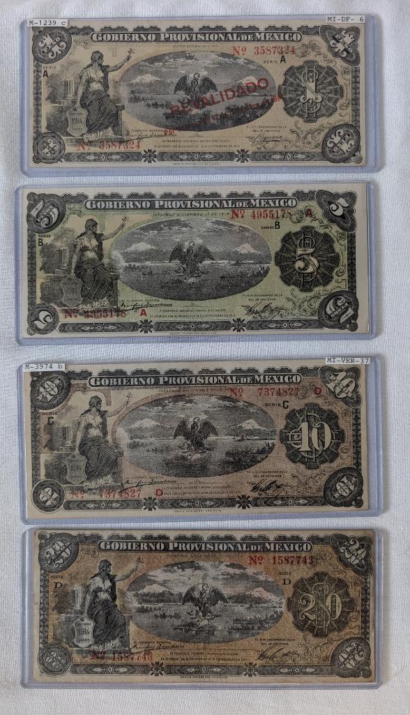 Gobierno Provisional De Mexico Series Banknote Set