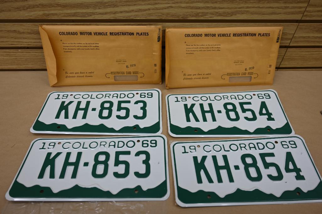 Two 1969 Colorado License Plate Pairs!
