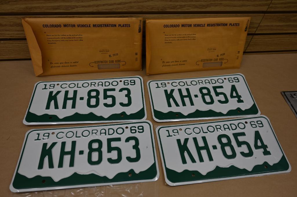 Two 1969 Colorado License Plate Pairs!