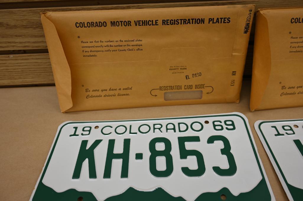 Two 1969 Colorado License Plate Pairs!