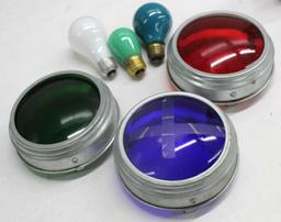 Three Stebber Flood Light Covers in Red, Green, and Blue