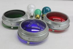Three Stebber Flood Light Covers in Red, Green, and Blue