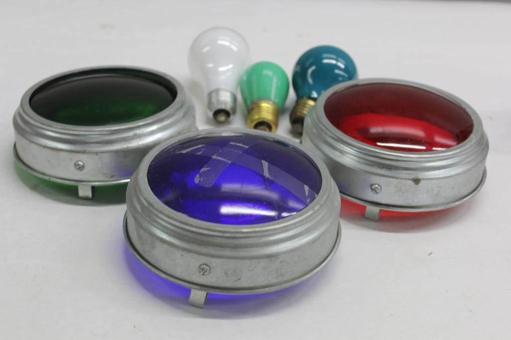 Three Stebber Flood Light Covers in Red, Green, and Blue