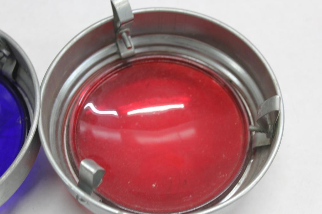 Three Stebber Flood Light Covers in Red, Green, and Blue
