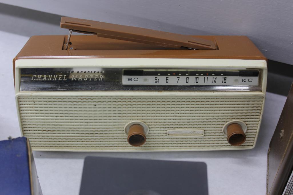 Mixed Portable Transistor Radios with Repair Parts and Tools