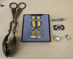 US Military Commemorative Medal in Case with Other Pins