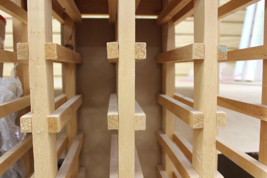 Wood Wine Rack and Two Medium Area Rugs