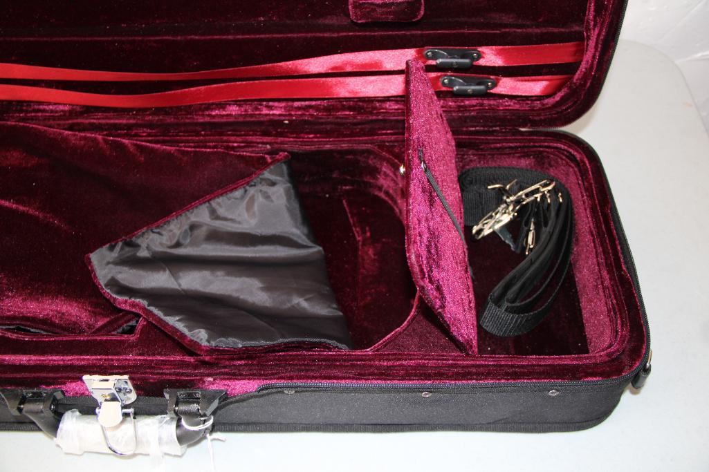 New Velvet-Lined 4/4 Violin Case with Hygrometer