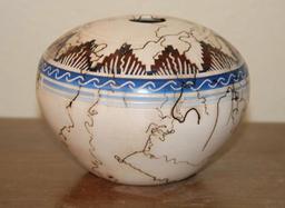 Gorgeous Navajo Horsehair Pottery Vase, Signed on Bottom