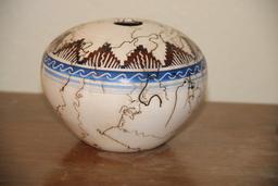 Gorgeous Navajo Horsehair Pottery Vase, Signed on Bottom