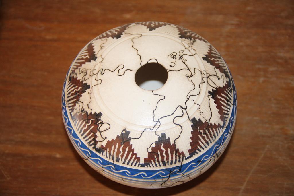 Gorgeous Navajo Horsehair Pottery Vase, Signed on Bottom