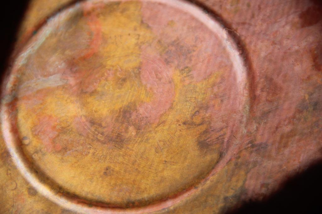 Hammered Copper Bucket, Revere Kettle, and Square Plate
