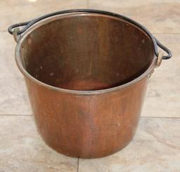 Hammered Copper Bucket, Revere Kettle, and Square Plate