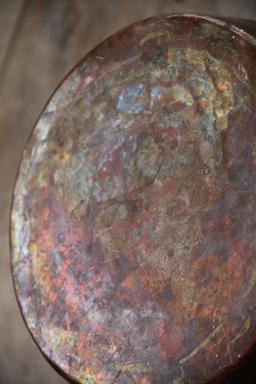 Hammered Copper Bucket, Revere Kettle, and Square Plate
