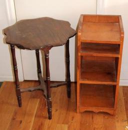 Primitive Wood Shelf and Antique Side Table