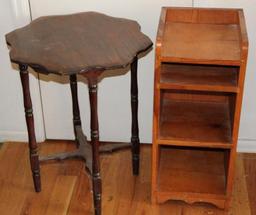 Primitive Wood Shelf and Antique Side Table