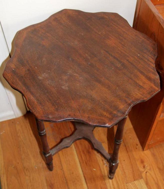 Primitive Wood Shelf and Antique Side Table