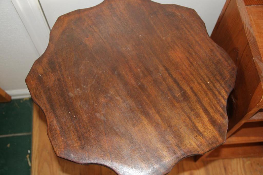 Primitive Wood Shelf and Antique Side Table