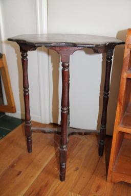 Primitive Wood Shelf and Antique Side Table