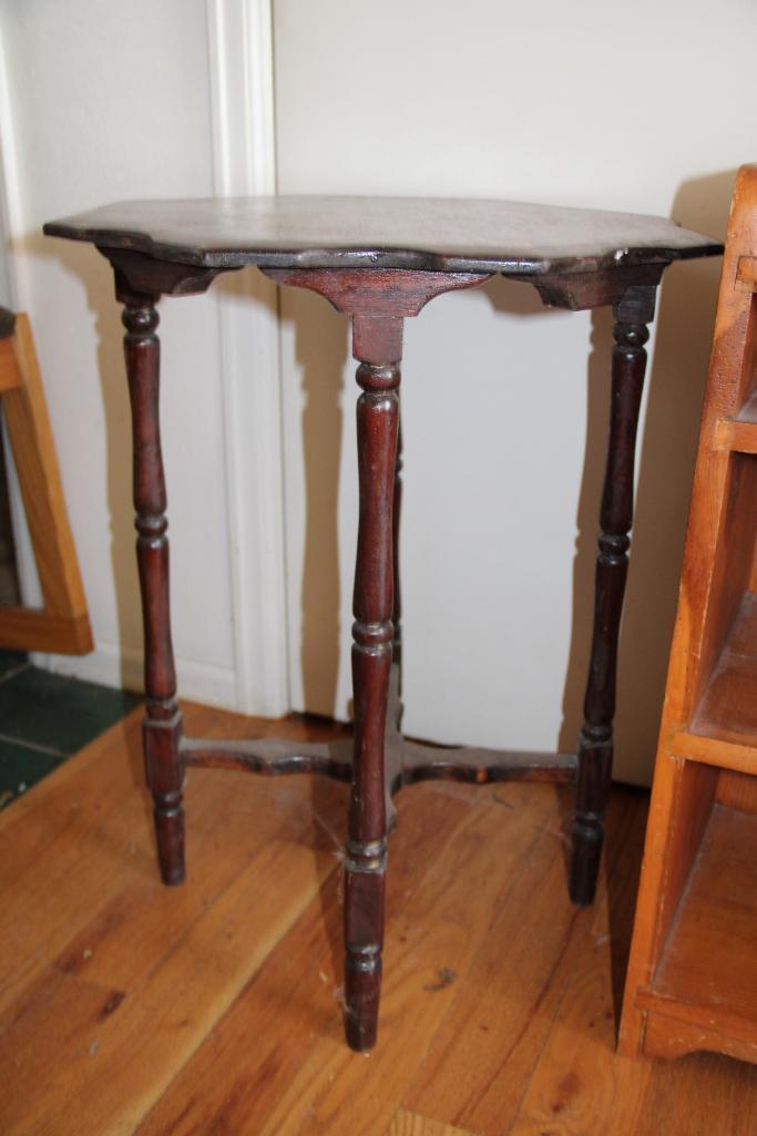 Primitive Wood Shelf and Antique Side Table