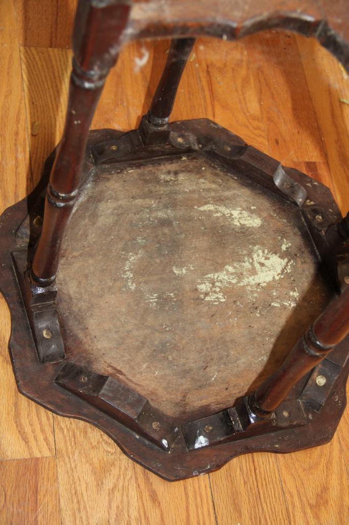 Primitive Wood Shelf and Antique Side Table