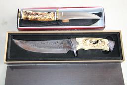 Pair of Hunting Knives with Bone-Style Handles