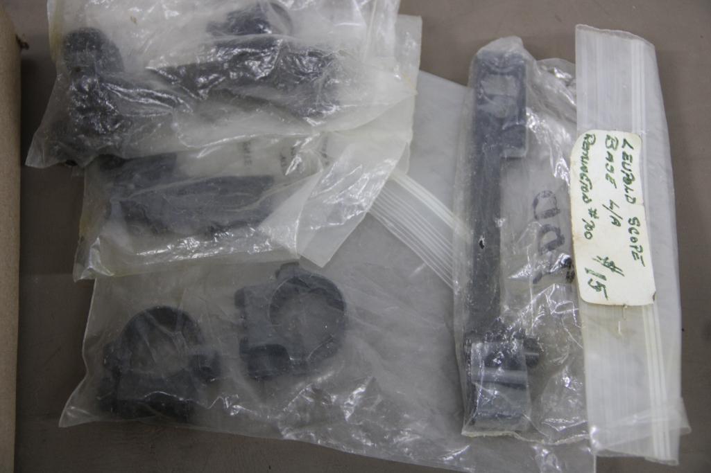 Box of Mixed Scope Rings, Mounts, and End Caps