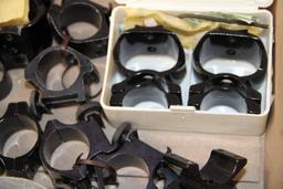 Box of Mixed Scope Rings, Mounts, and End Caps
