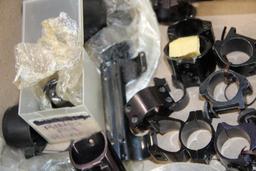Box of Mixed Scope Rings, Mounts, and End Caps