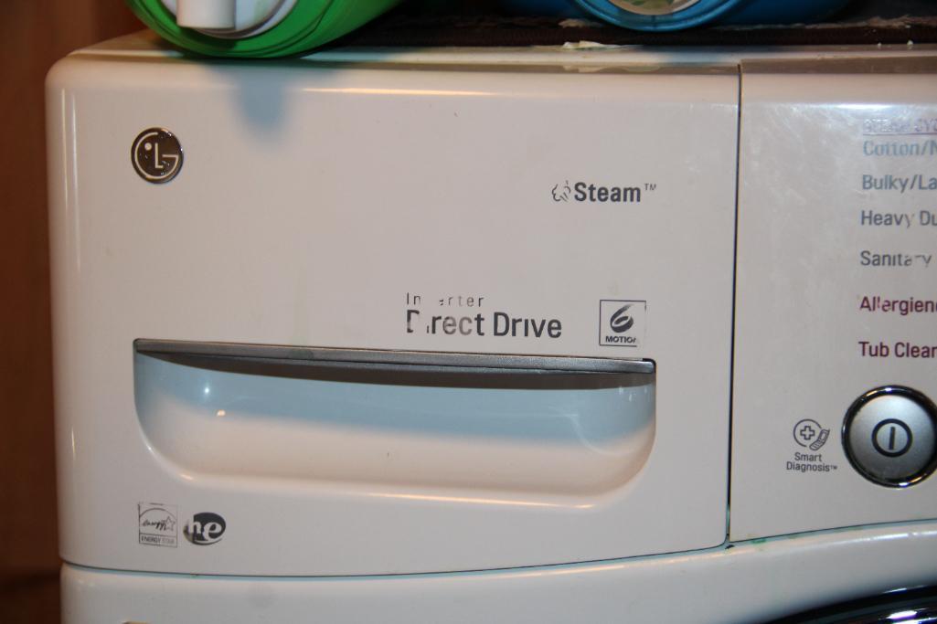 Front-Opening LG Washer and Kenmore Dryer on Stand Bases
